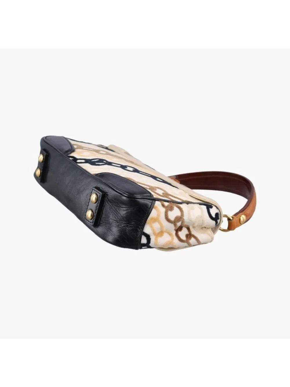 Louis Vuitton Dolly Black White Multicolor Cotton Velvet Shoulder Bag
